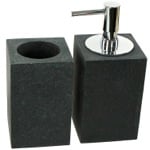 Gedy OL500-14 2 Piece Black Bathroom Accessory Set